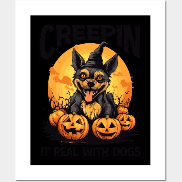 Creepin' It Real with Dog Witches Wall Art by Rosemat